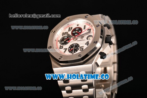 Audemars Piguet Royal Oak Offshore Panda Chrono Swiss Valjoux 7750 Automatic Steel Case/Bracelet with White Dial and Black Arabic Numeral Markers (NOOB) - Click Image to Close